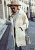 New Plaid Print Suit Collar Single Breasted Plush Long Coat